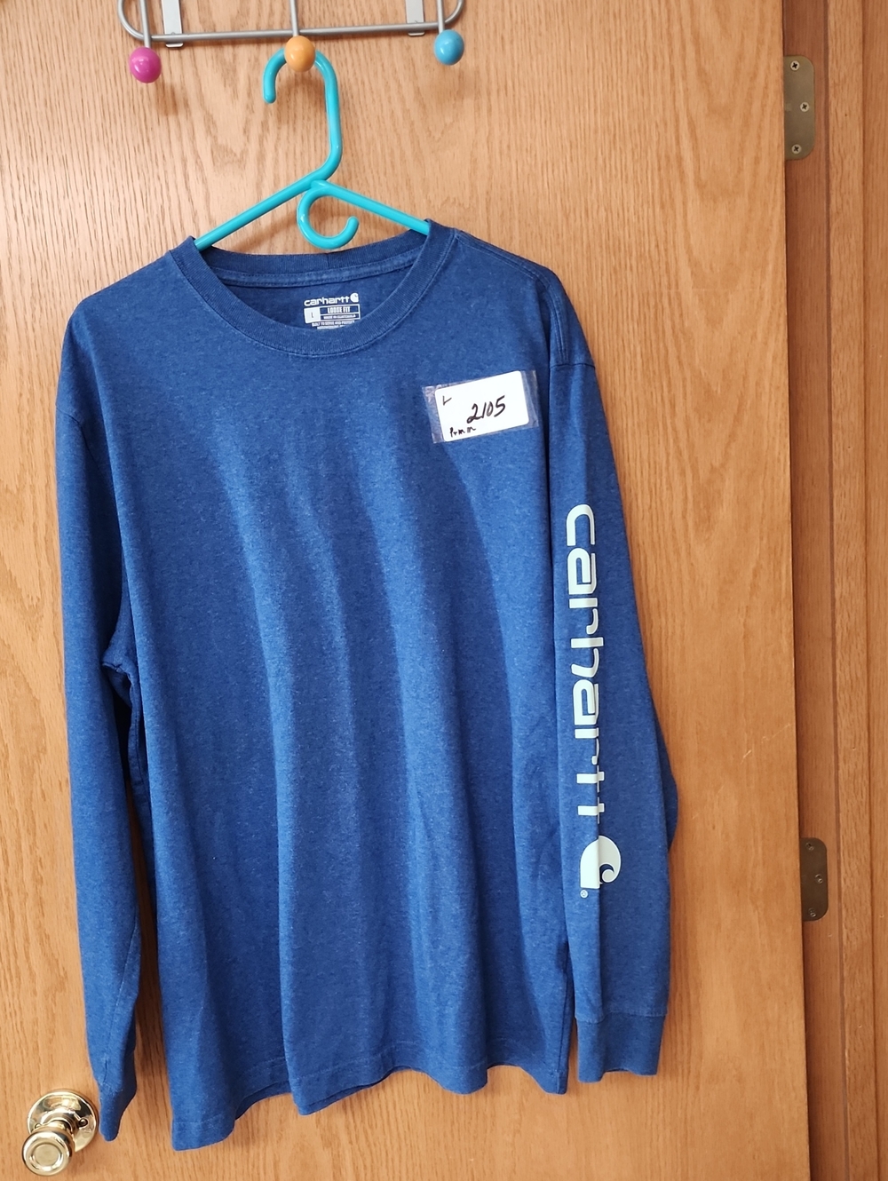 Carhartt Mens Long-Sleeve Tee in Navy Blue L number 2105